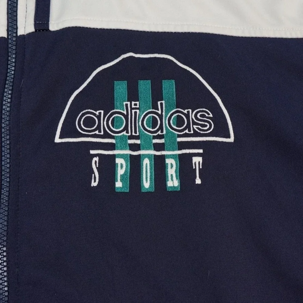 Vintage Adidas Jacket Mens Large Blue White Green Full Zip Sport Trefoil 90s‎